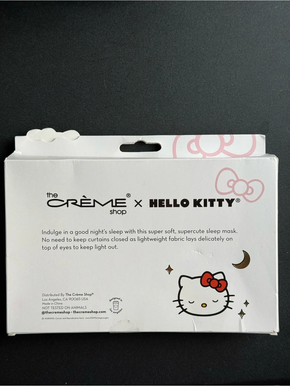 Hello Kitty Sleep Mask Packaging - White & Red Accents